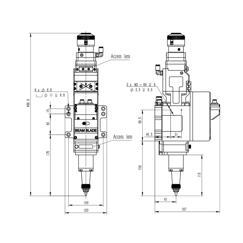 Лазерная режущая головка Raytools BD04K 3D (CL100 FL200, 4 кВт)